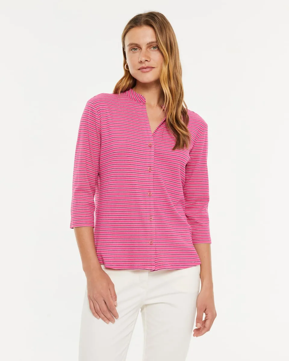 

Женская вязаная рубашка с принтом в полоску и регланными рукавами Paz Torras, фуксия