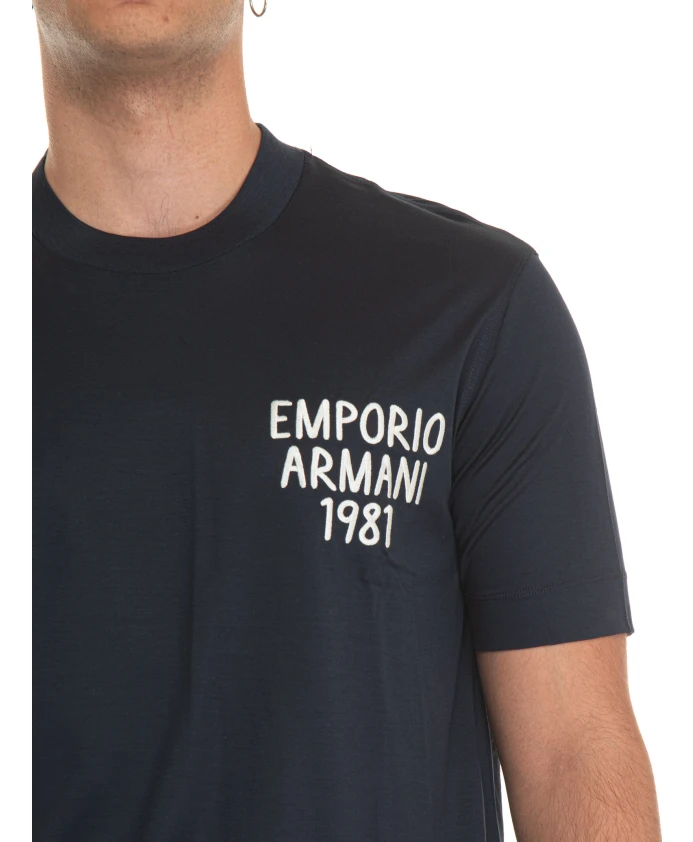 Футболка с контрастным логотипом, легкая ткань. Emporio Armani, синий — фото 4