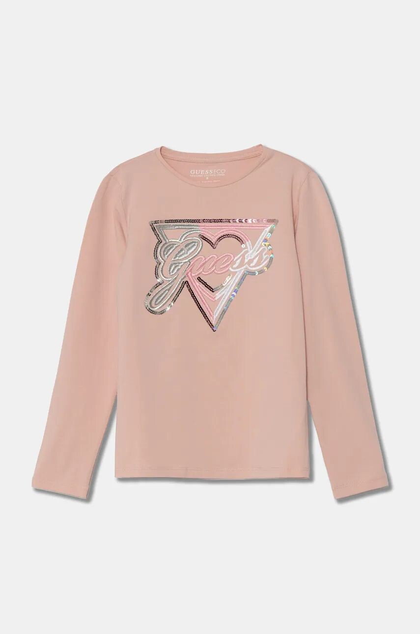 

Детская футболка с длинными рукавами Guess, розовый