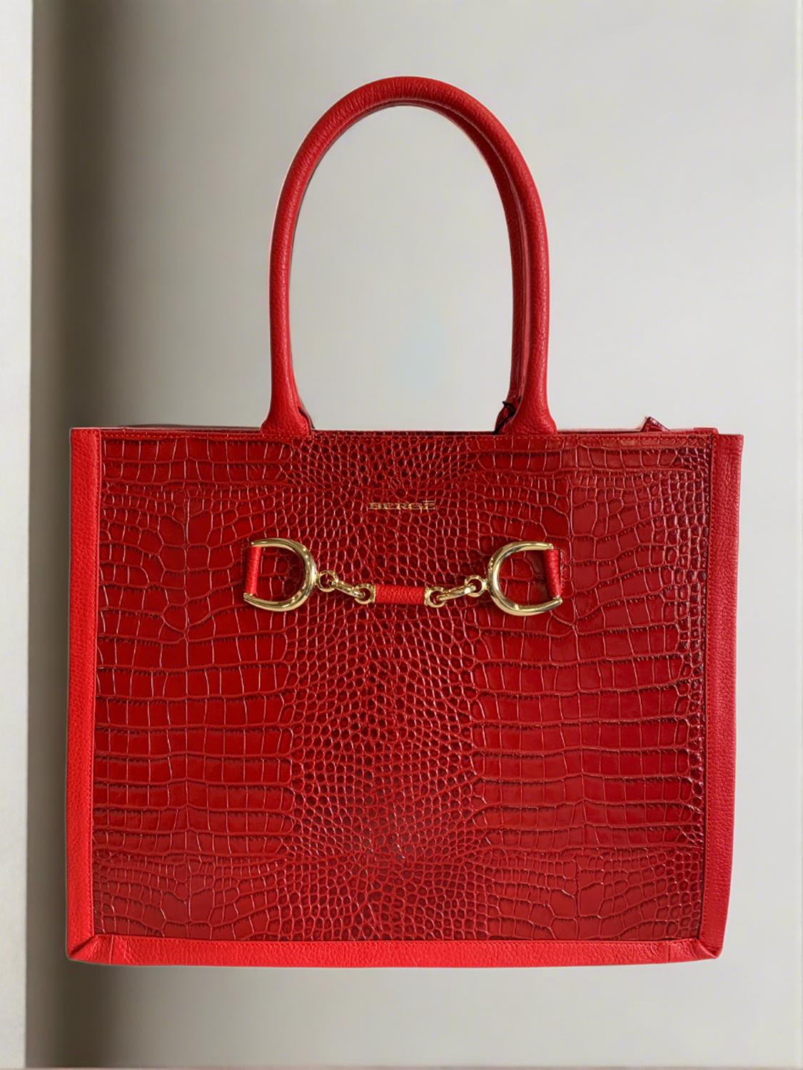 

Женская кожаная сумка-тоут Terra в красном цвете Berge