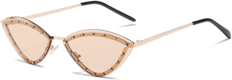 

Солнцезащитные очки MUTYNE в форме треугольника «кошачий глаз», без оправы из сплава, с блестящими кристаллами, женские, уникальные, элегантные, зеленые со стразами, Gold Champagne