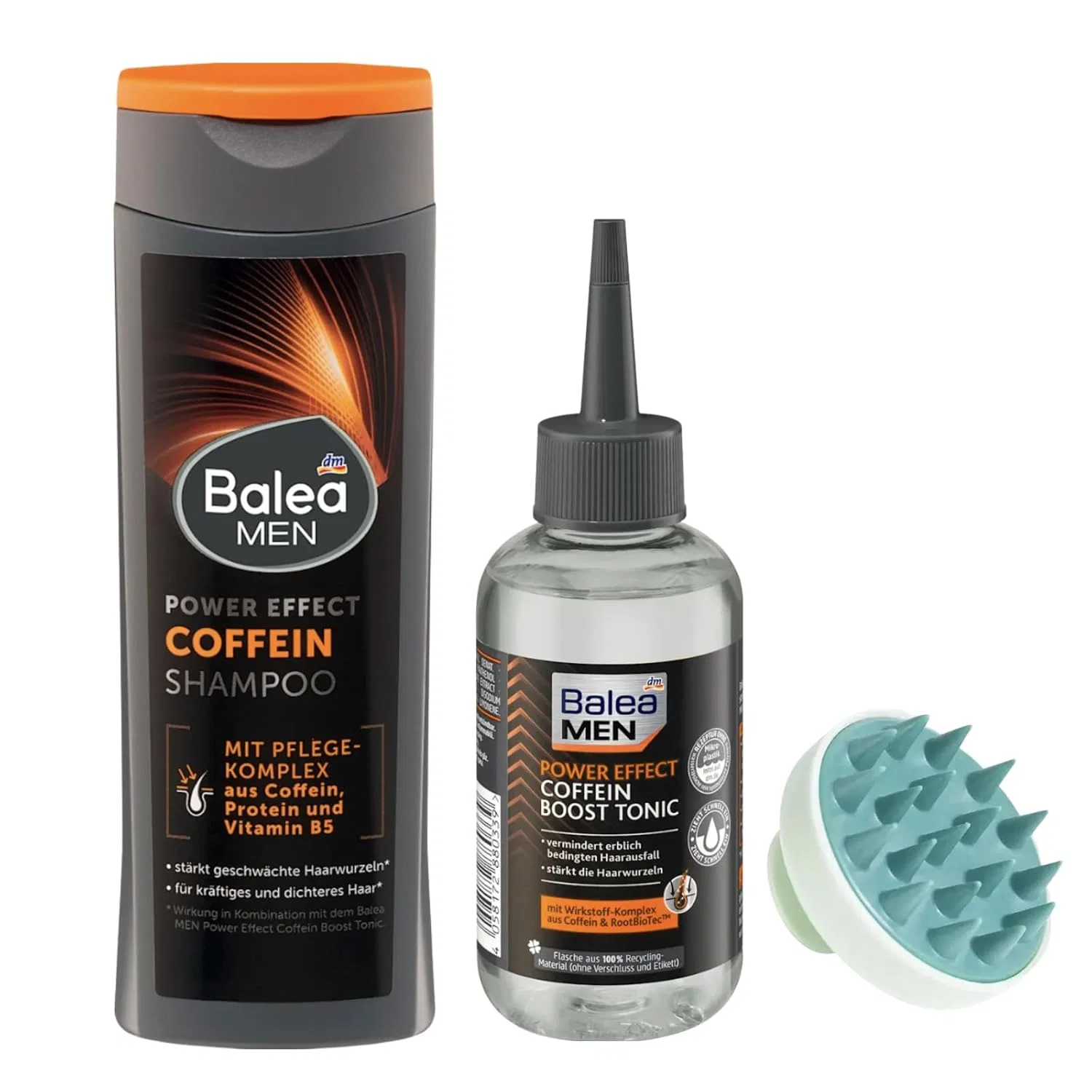 Набор для волос с кофеином Balea Men Power Effect (шампунь, тоник, щетка) Balea
