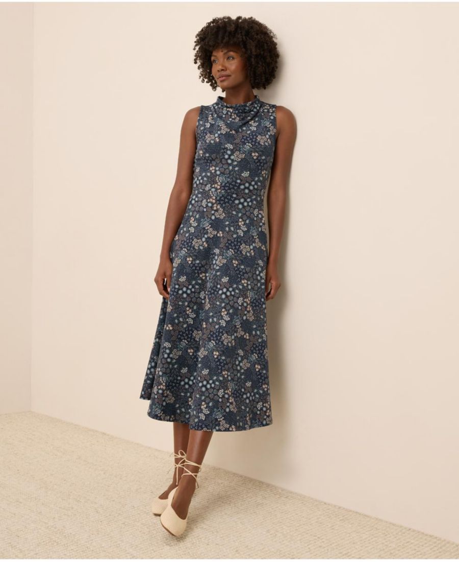 

Женское платье-трапеция с воротником-хомутом Pact, Mountain meadow midnight blue