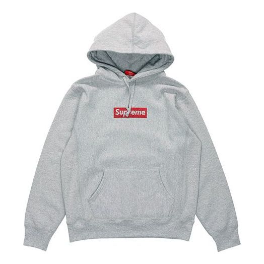 

Толстовка ss19 x swarovski box logo hooded sweatshirt bogo Supreme, серый
