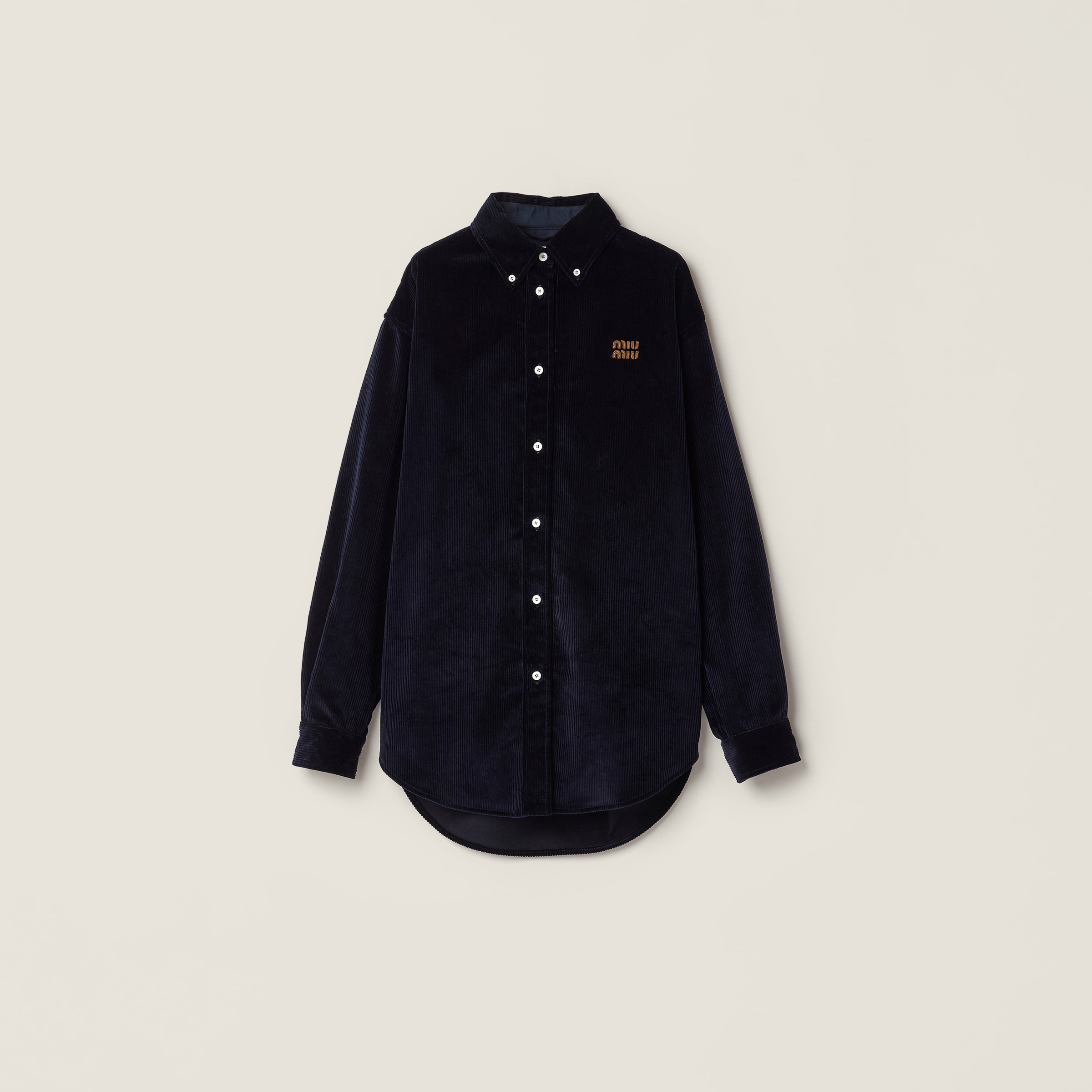 

Вельветовая и замшевая рубашка MIU MIU, темно-синий