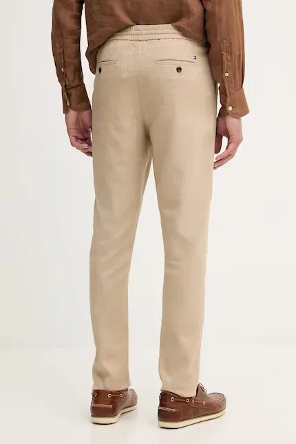 Брюки из льна с хлопком chinos Tommy Hilfiger, бежевый — фото 3