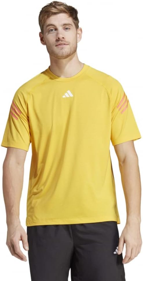 

Мужская тренировочная футболка Adidas Train Icons MMH28, с тремя полосками, яркое золото