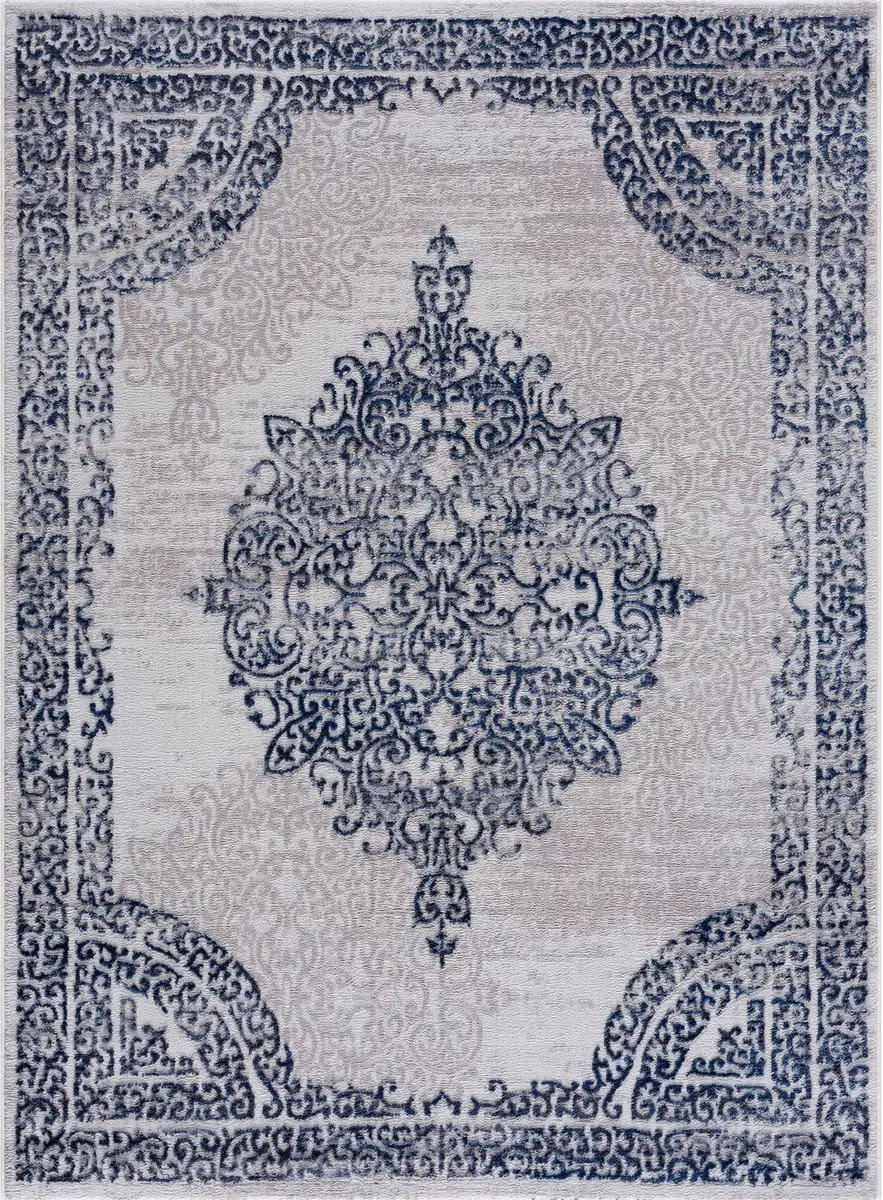 

Ковер Sanat "Evra 7001", прямоугольный, гостиная, короткий ворс, современный 80х150 см, синий/светло-серый