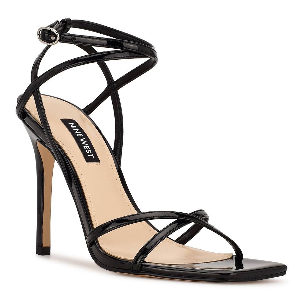Женские босоножки на высоком каблуке Nine West Tidle, цвет Black Patent