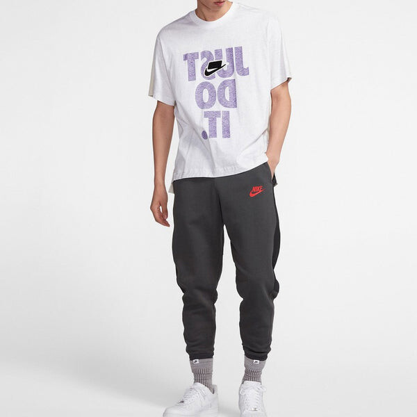 Футболка с большим логотипом и буквами, спортивные с коротким рукавом, Nike, белый — фото 4