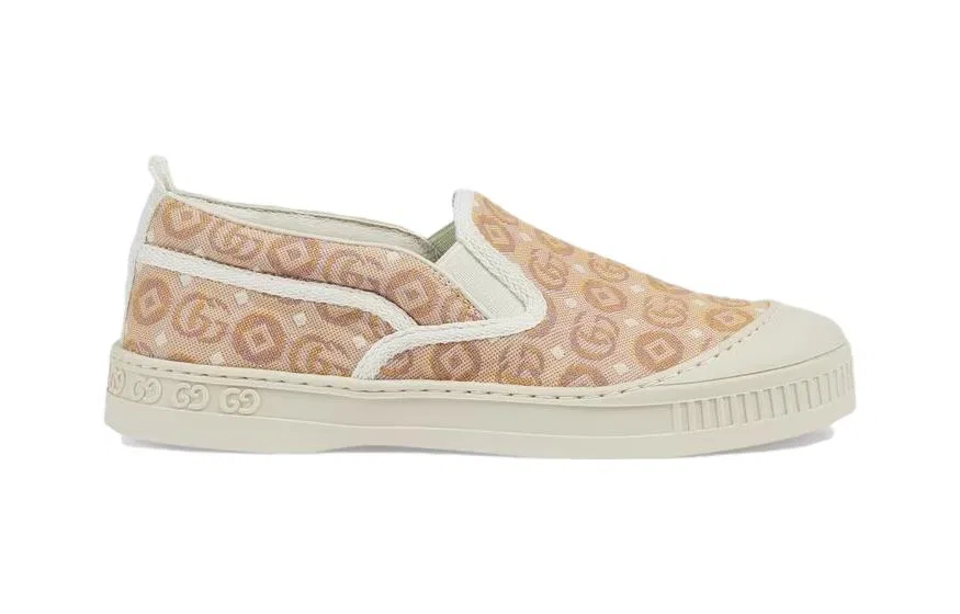 Детские кеды Tennis 1977 с принтом GG, GUCCI, Бежевый — фото 3
