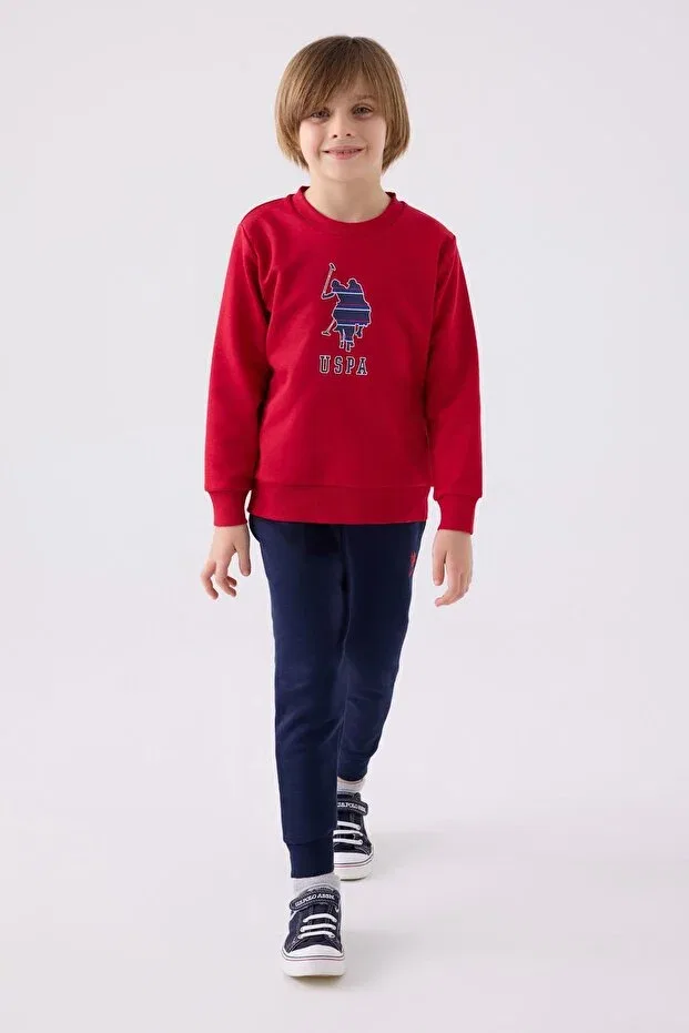 Детский комплект свитшот-брюки с принтом U.S. Polo Assn., Red — фото 3