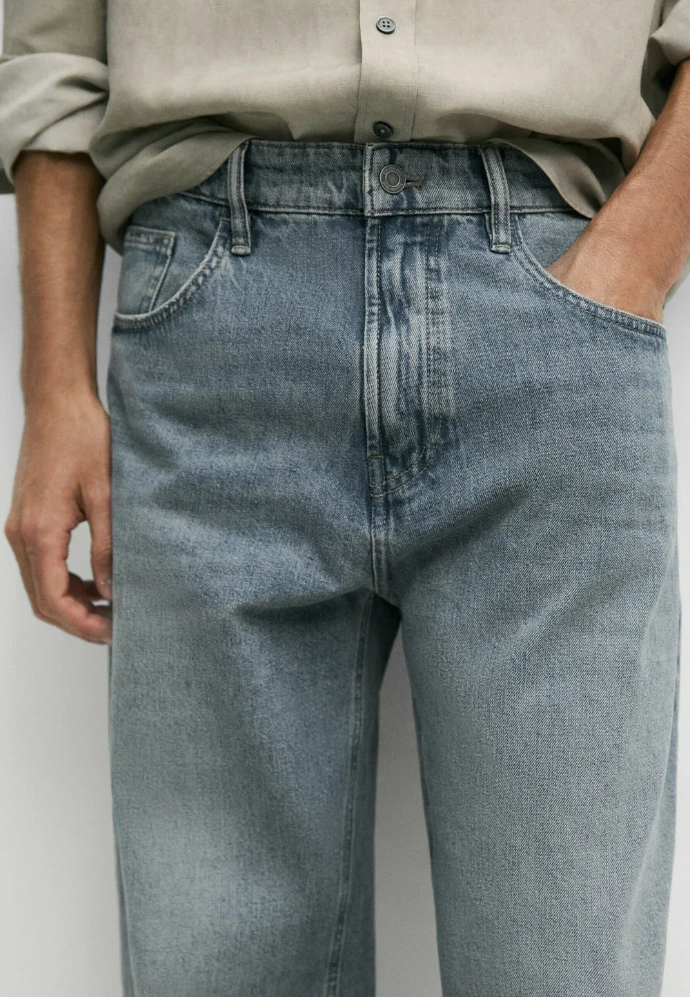 Джинсы прямого кроя - джинсы свободного кроя Massimo Dutti, Blue — фото 4