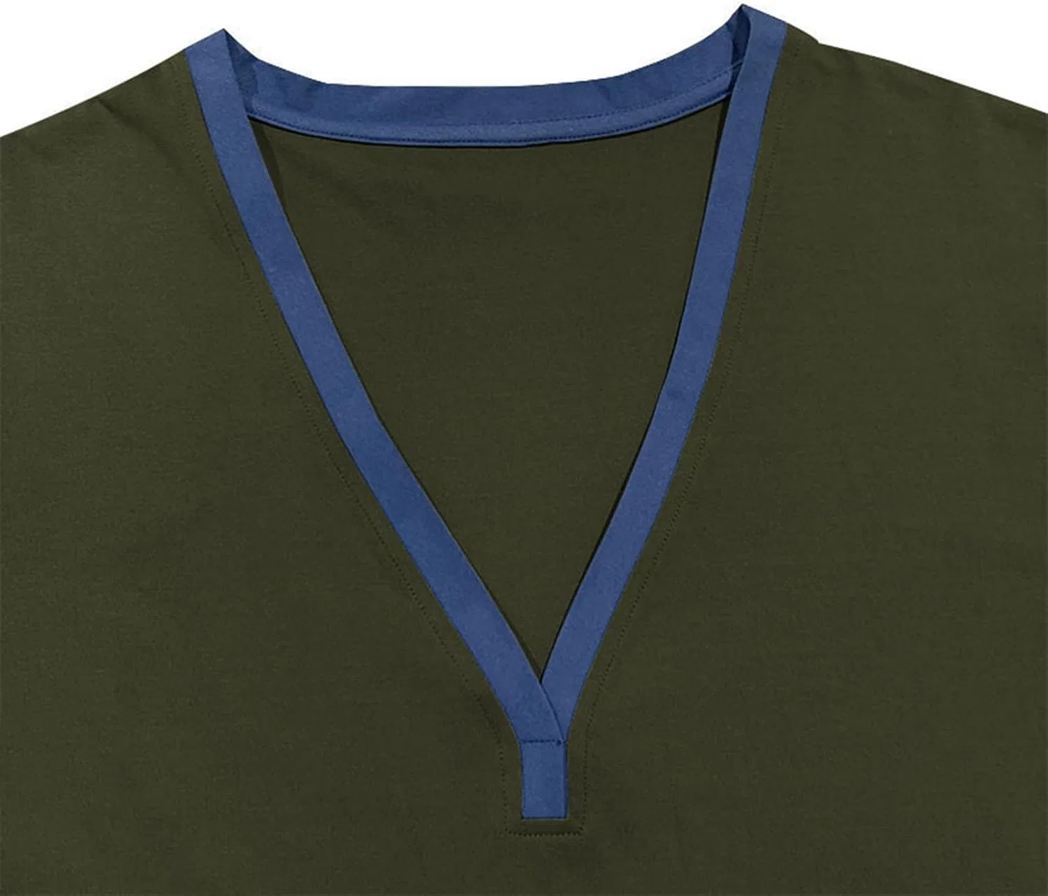 Мужская футболка с V-образным вырезом Henley, Army Green — фото 3