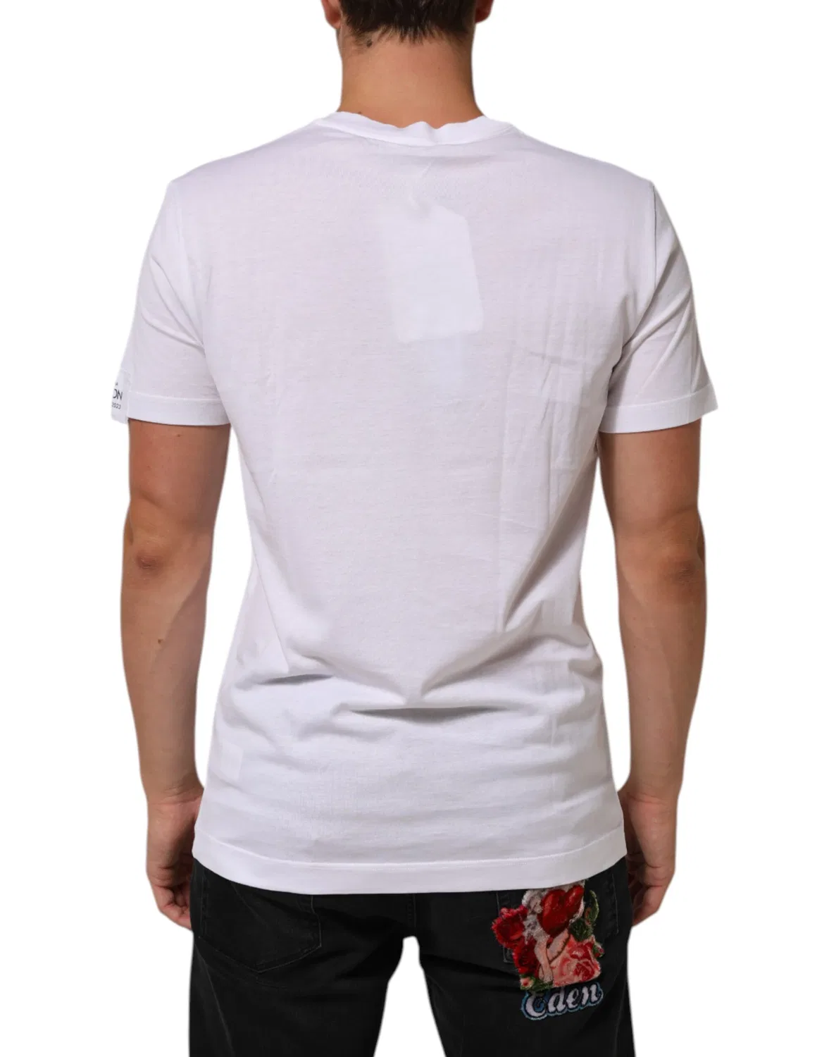 Мужская футболка с принтом логотипа White Logo Print Cotton Crew Neck Dolce & Gabbana, White — фото 4