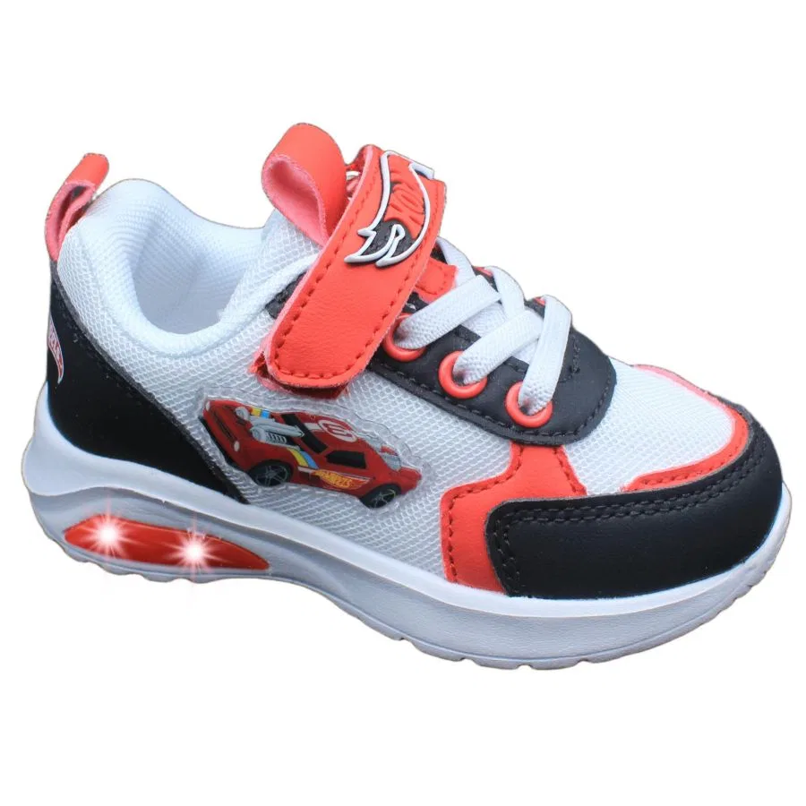 Кроссовки светящиеся с липучкой Hot Wheels, Black & Red