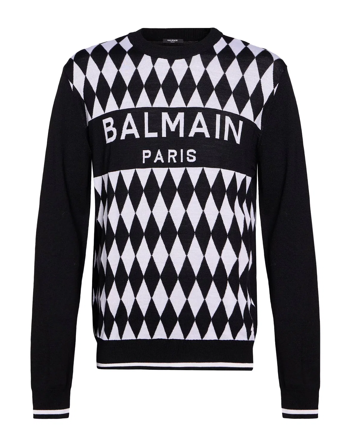 Мужской свитер из мериносовой шерсти Balmain, черный