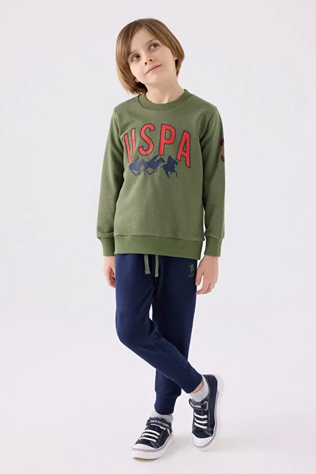 Детский спортивный костюм для мальчиков с принтом U.S. Polo Assn., Khaki — фото 3