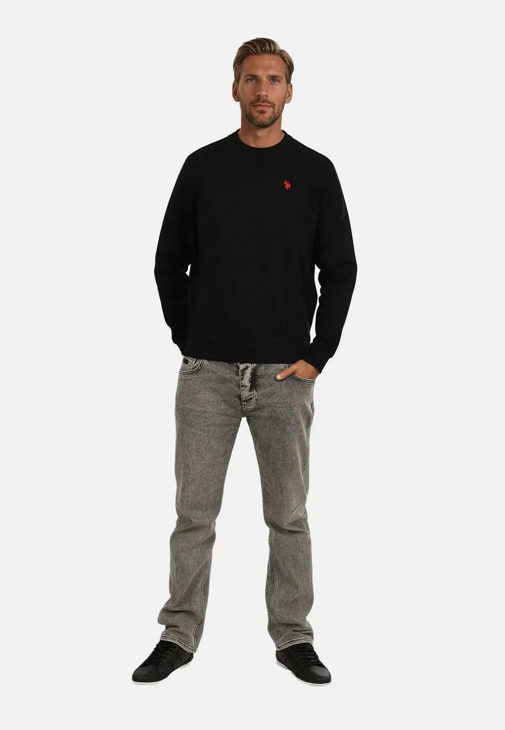 Мужской свитер классический P-022 U.S. Polo Assn., Black — фото 3