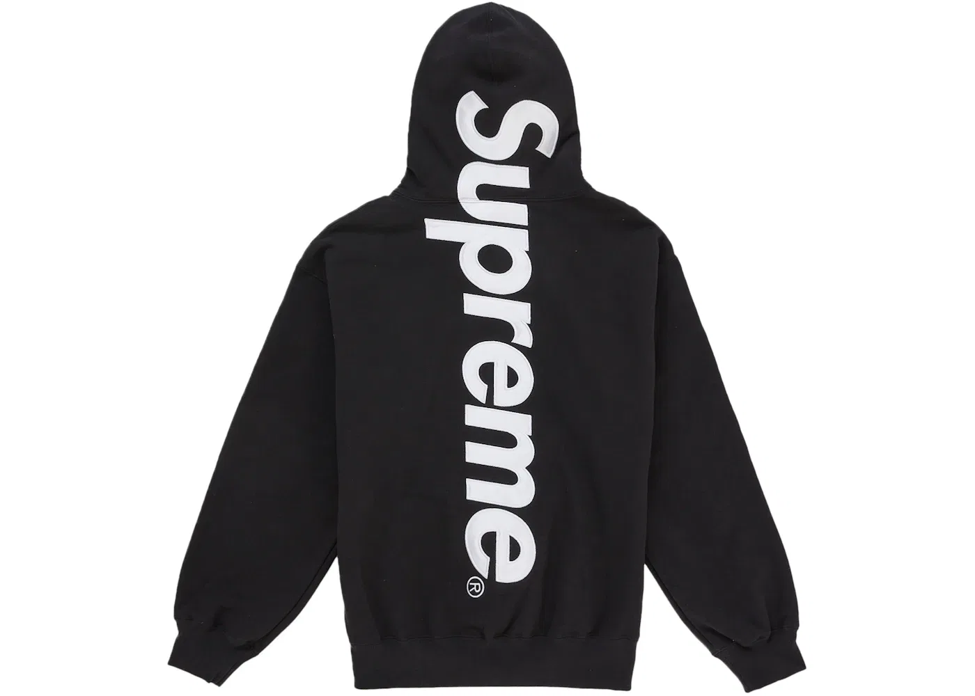 Мужской худи с сатиновой аппликацией Supreme, Black — фото 2