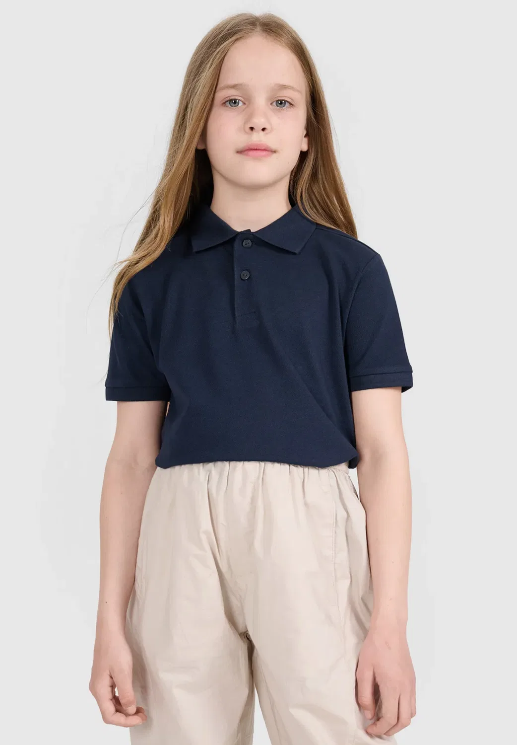 Koszulka polo dziecięca - biała 122 (6-7 лат) унисекс - рубашка-поло 4F, Navy