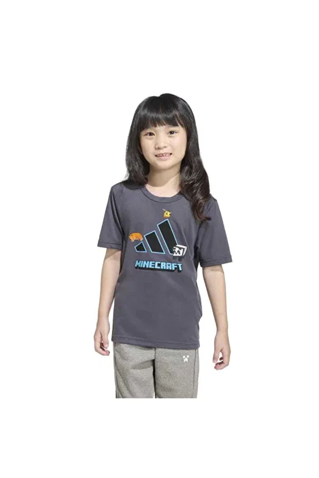 Детская футболка для девочек с принтом Minecraft Adidas, Gray — фото 2