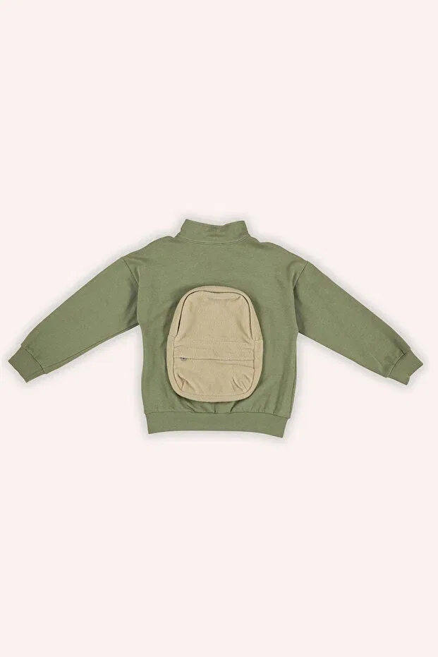 Детская кофта для девочек на молнии с длинным рукавом Panço, Khaki — фото 2