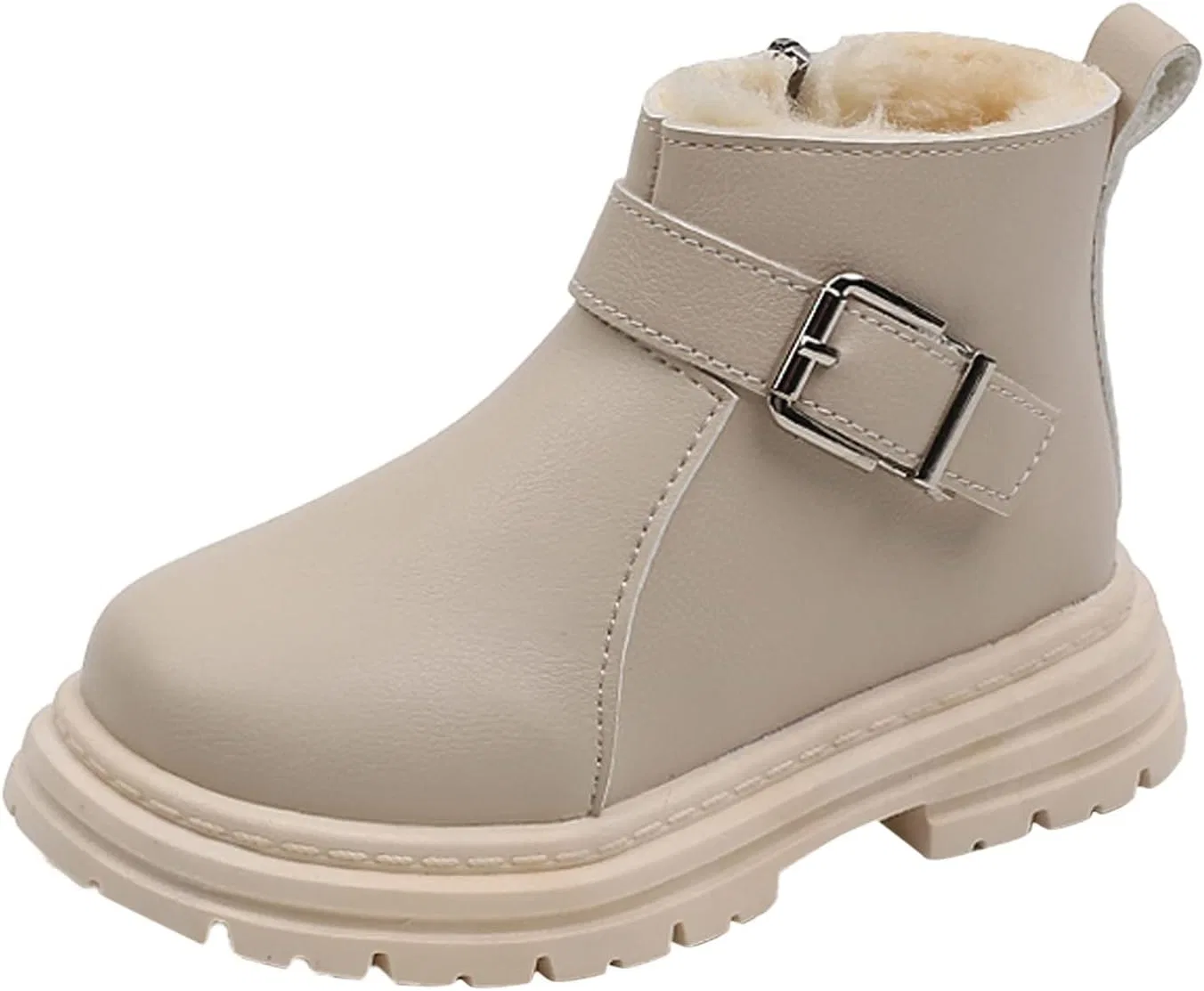 Детские сапоги для девочек с искусственным мехом, на молнии, бренд, Beige