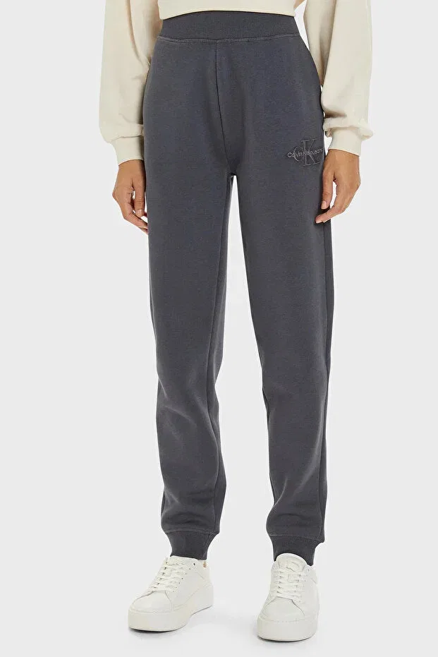 Женские хлопковые брюки-джоггеры с высокой посадкой Calvin Klein, Anthracite