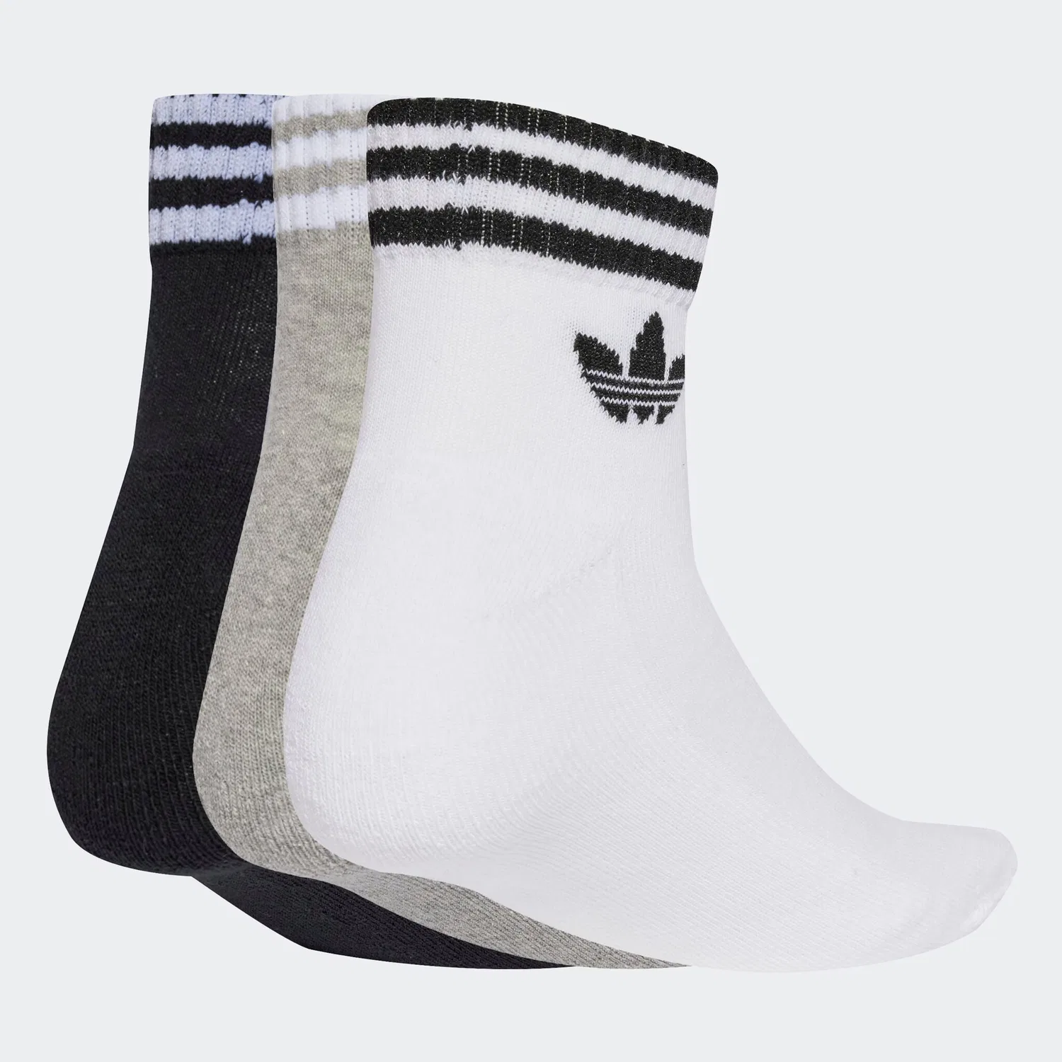 Мужские спортивные носки с тремя полосками Adidas Originals, White/Medium Grey Heather/Black — фото 2