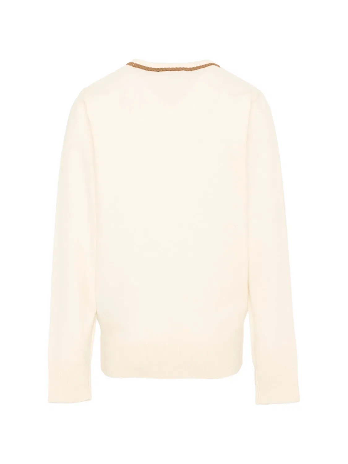Свитер с контрастной отделкой и вышитым логотипом Trussardi Junior, нейтральные цвета — фото 2