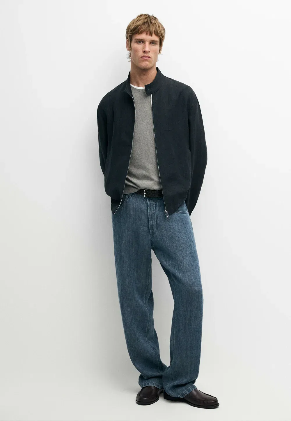 Куртка-Бомбер Massimo Dutti, Mottled Dark Blue — фото 2