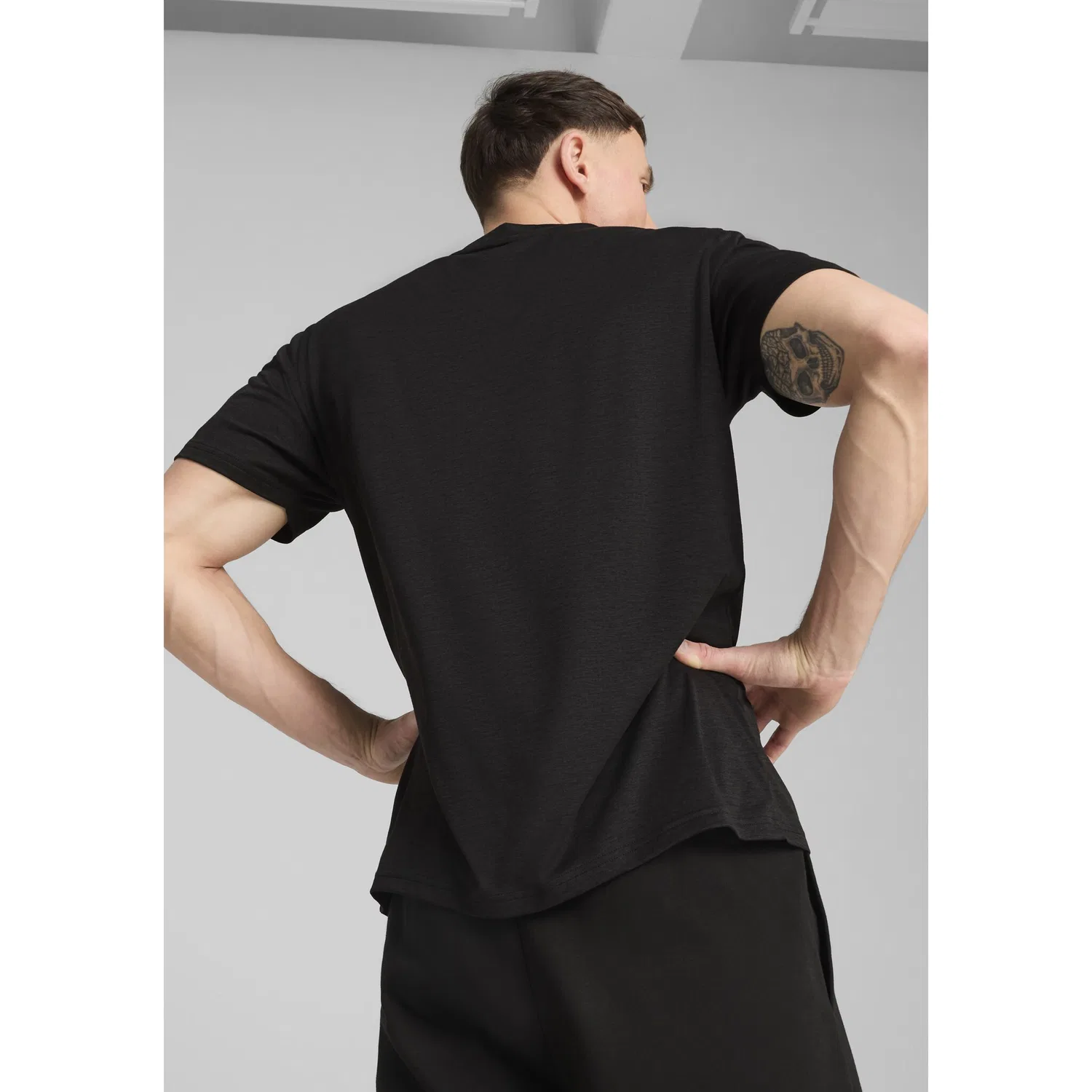 Детская базовая тренировочная футболка PUMA, PUMA Black Heather — фото 3