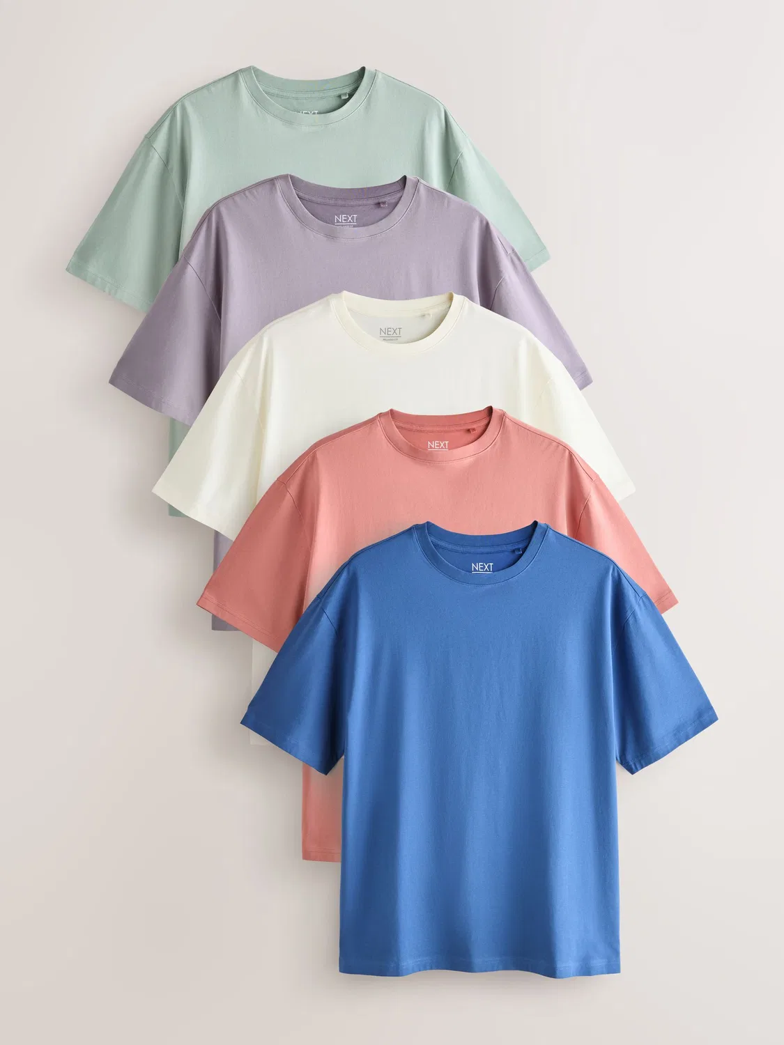 Футболка Next Essential Cotton 5-pack, Mint/Lilac/Ecru/Coral/Blue