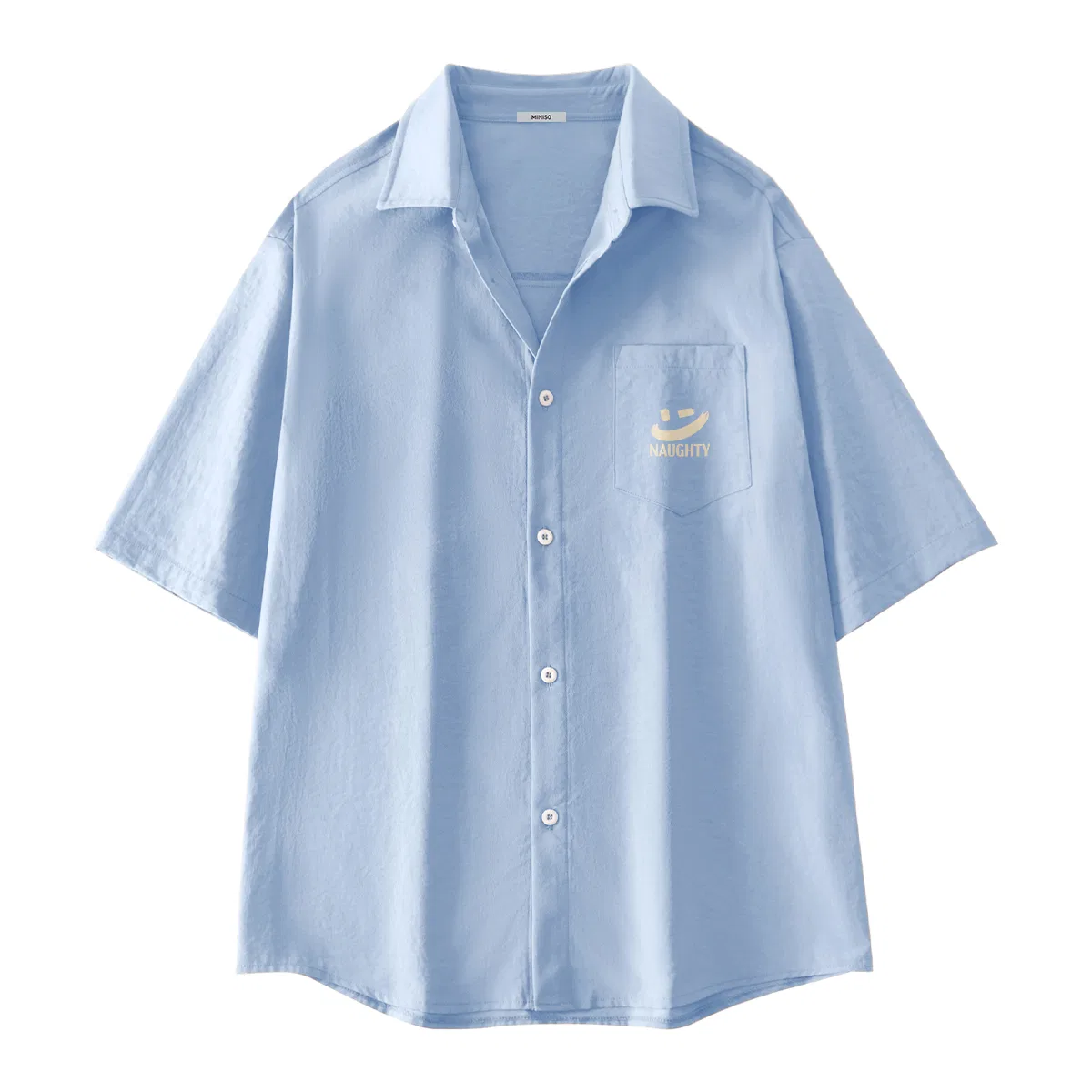 Детская рубашка с отложным воротником MINISO, Light Blue