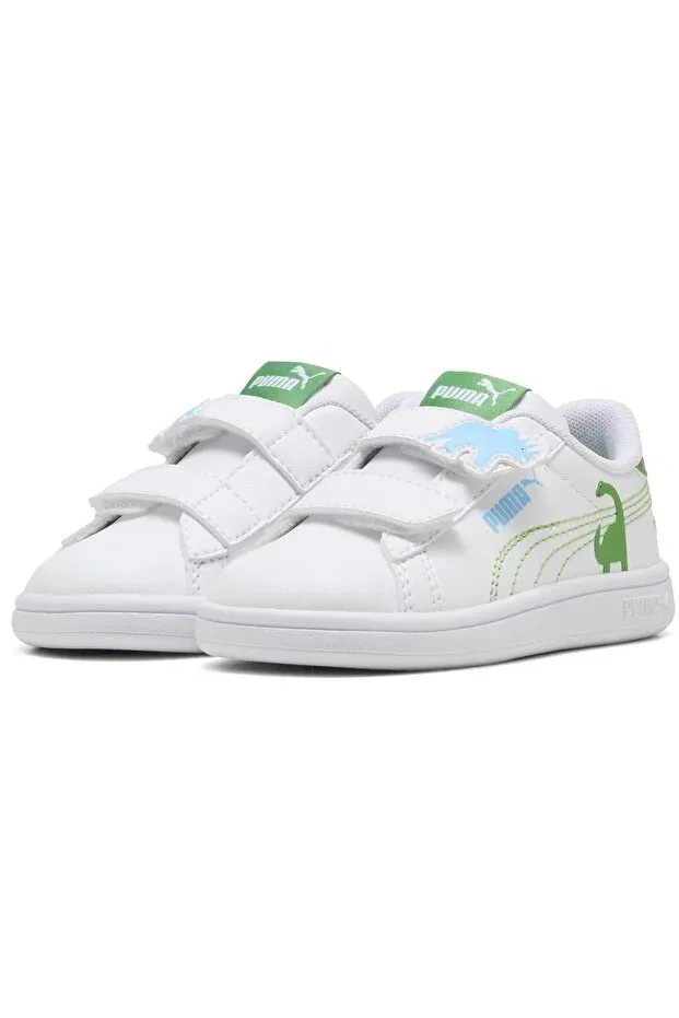 Детские спортивные туфли для мальчиков на липучке Smash 3.0 dino v inf 405637 Puma, White — фото 2