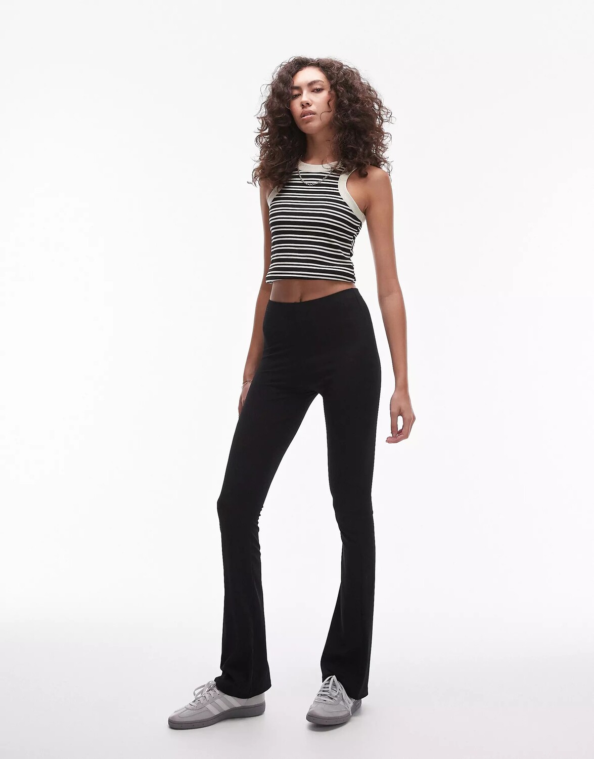 

Брюки Topshop Tall Skinny Ribbed Flared, черный