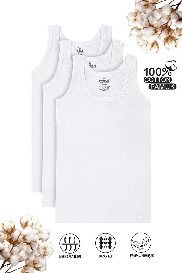 Детское для мальчиков хлопковое майка-алкоголичка Özkan Underwear, White