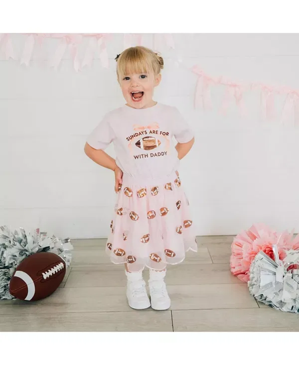 Детская футболка для девочек с принтом Sundays Are For Football Sweet Wink, Ballet Pink — фото 2