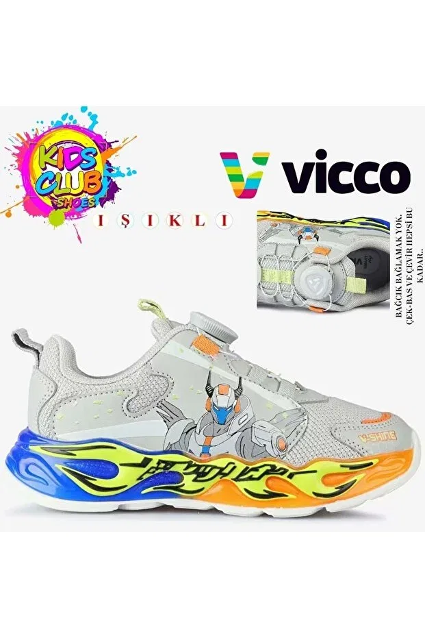 Детские спортивные кроссовки для девочек с подсветкой Vicco, Gray