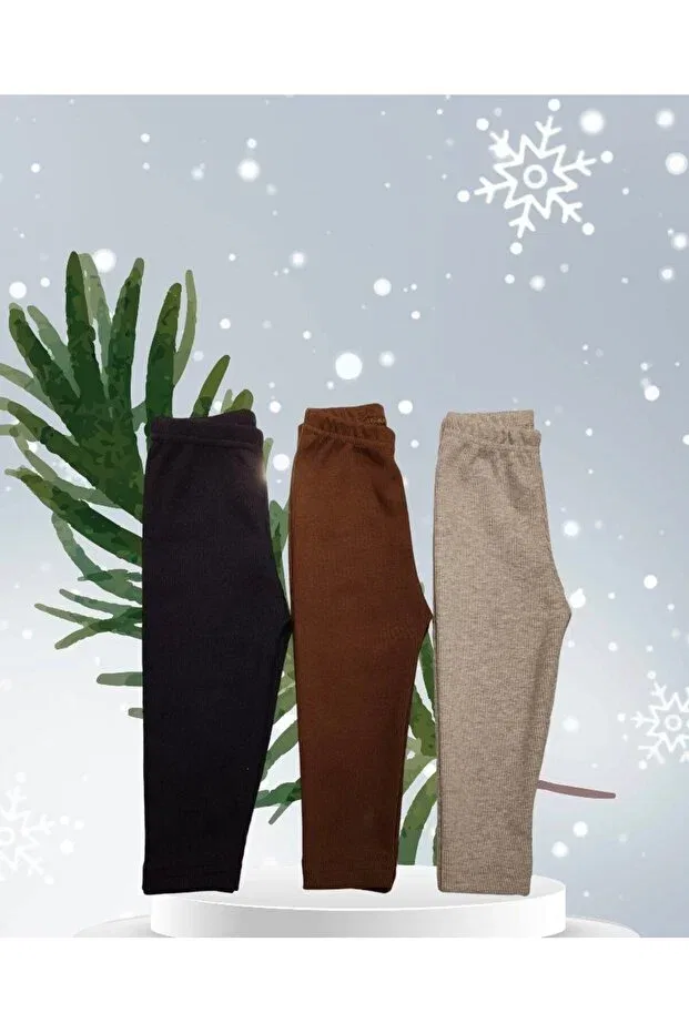 Детские леггинсы для девочек 3-комплект Berat Moda, Brown-Gray-Orange