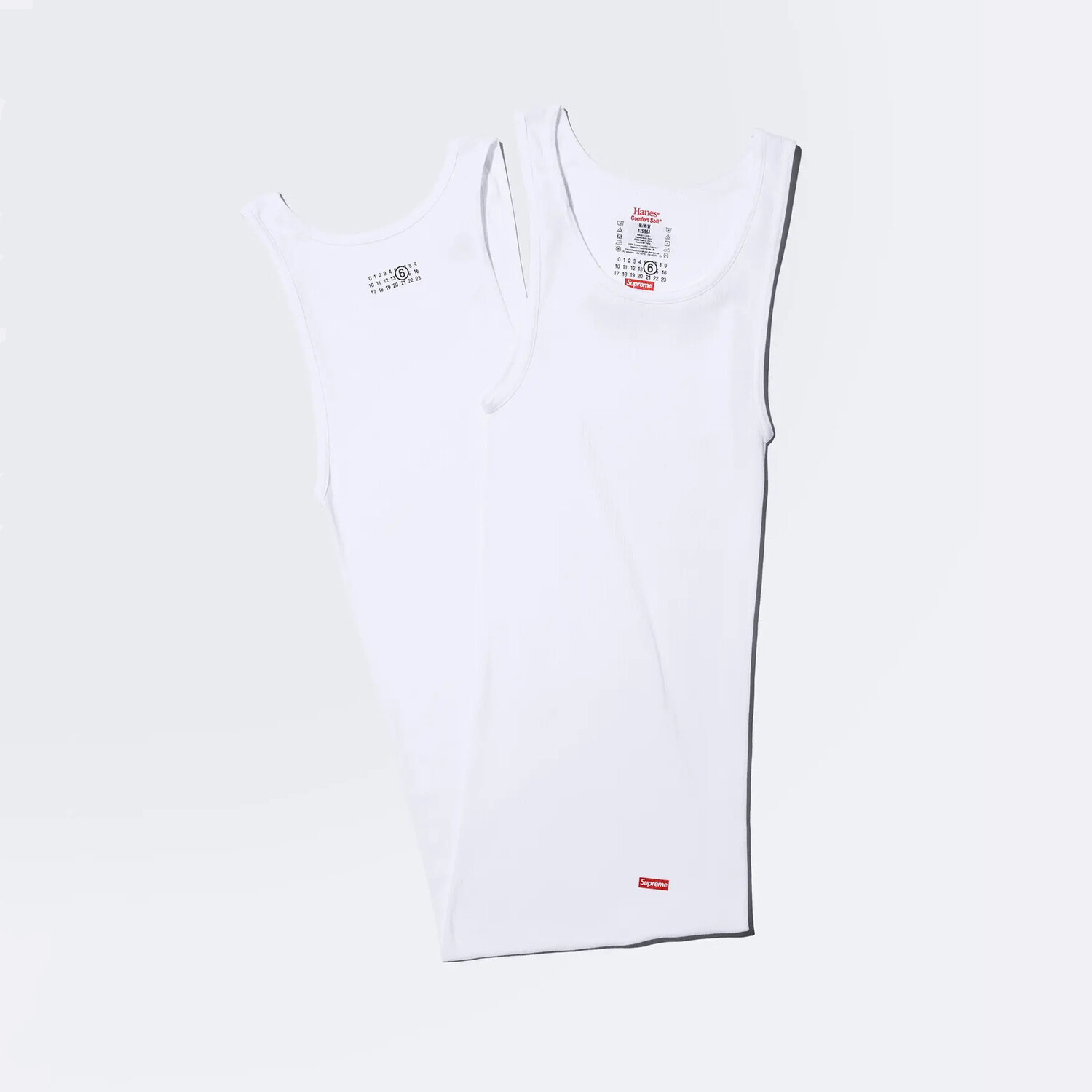 Двойная майка Supreme x MM6 Maison Margiela Hanes Tagless, белый — фото 2