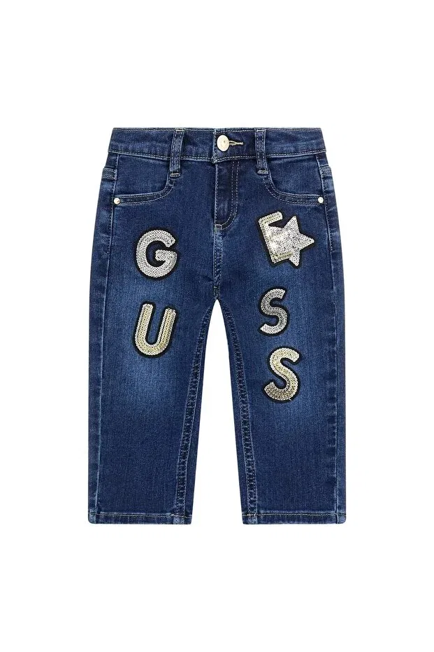 Детские брюки для девочек прямые с принтом Guess, Blue