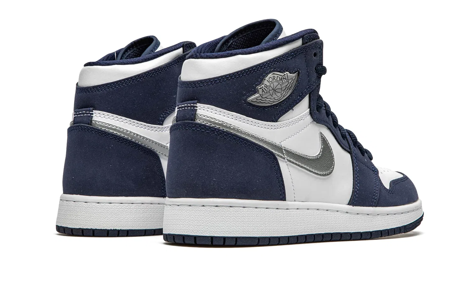 Детские кроссовки с принтом Air Jordan 1 Retro High Co.Jp GS Midnight Navy Jordan, White Pink Foam Gym Red — фото 3