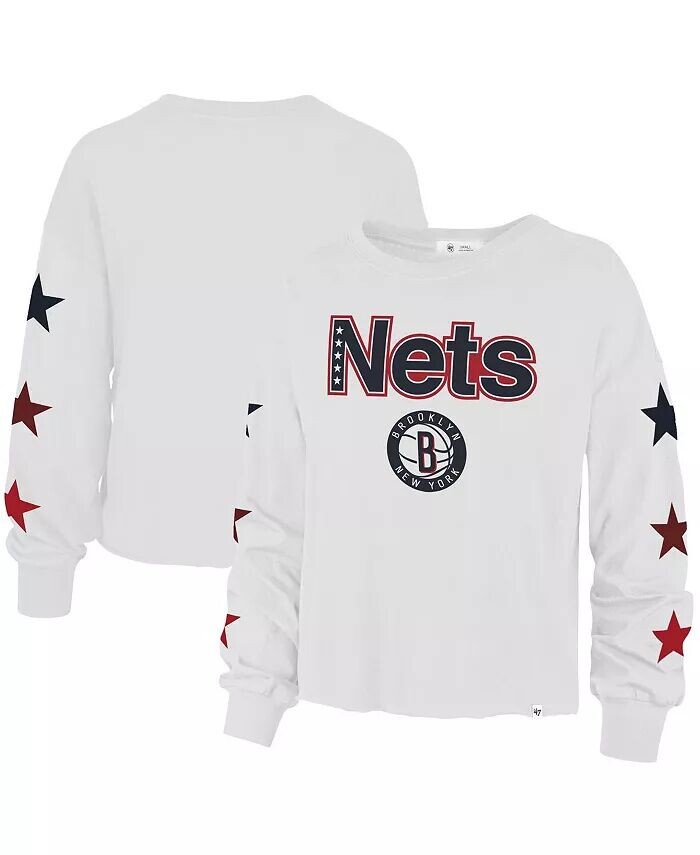 

Женская белая футболка Brooklyn Nets 2021/22 City Edition Call Up Parkway с длинным рукавом '47 Brand
