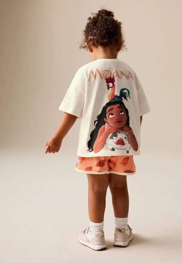 Комплект из футболки и шорт с принтом Disney Moana Regular fit, Next, Coral Ecru, экрю