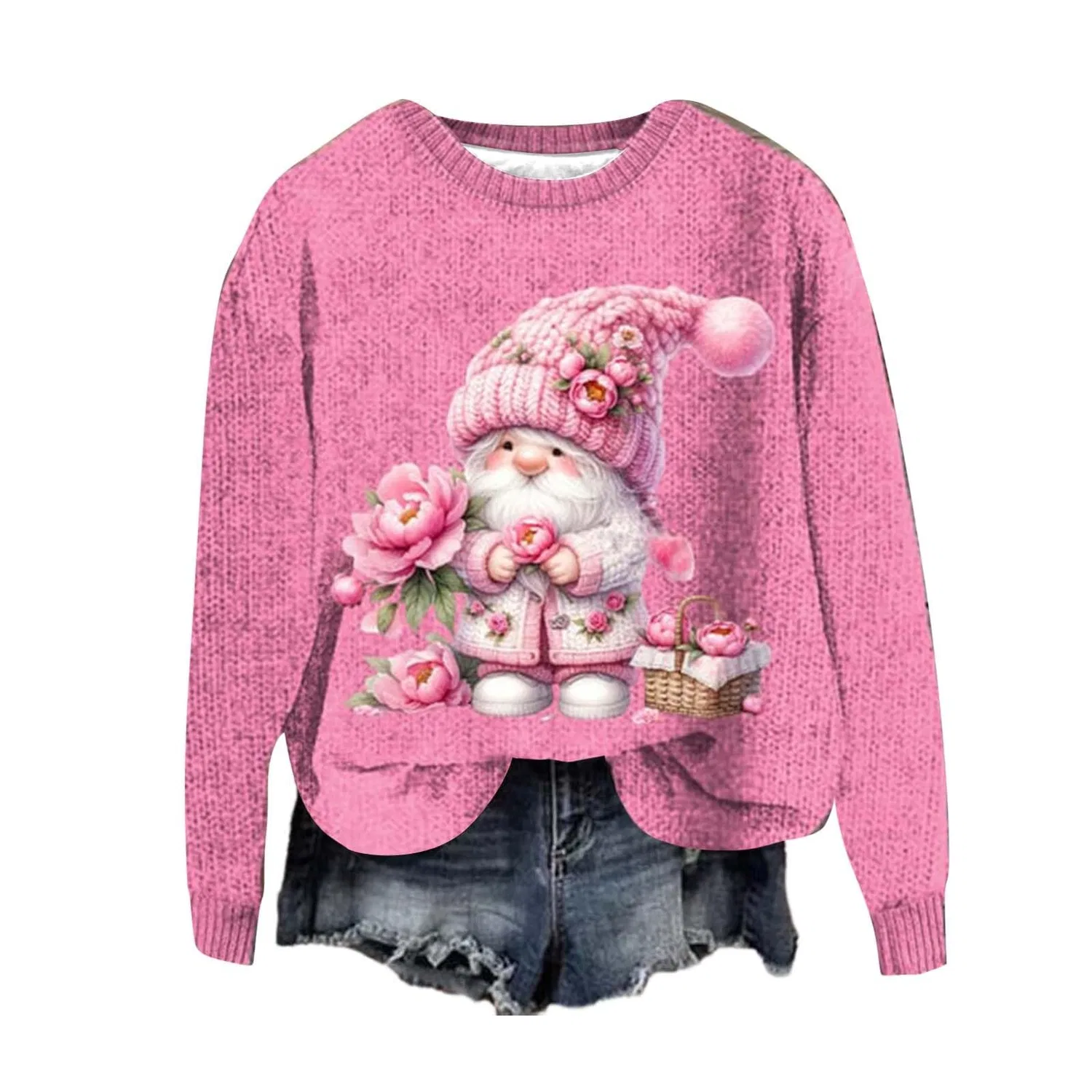 Женский свитшот с принтом Ugly Santa Claus, Z04 Hot Pink