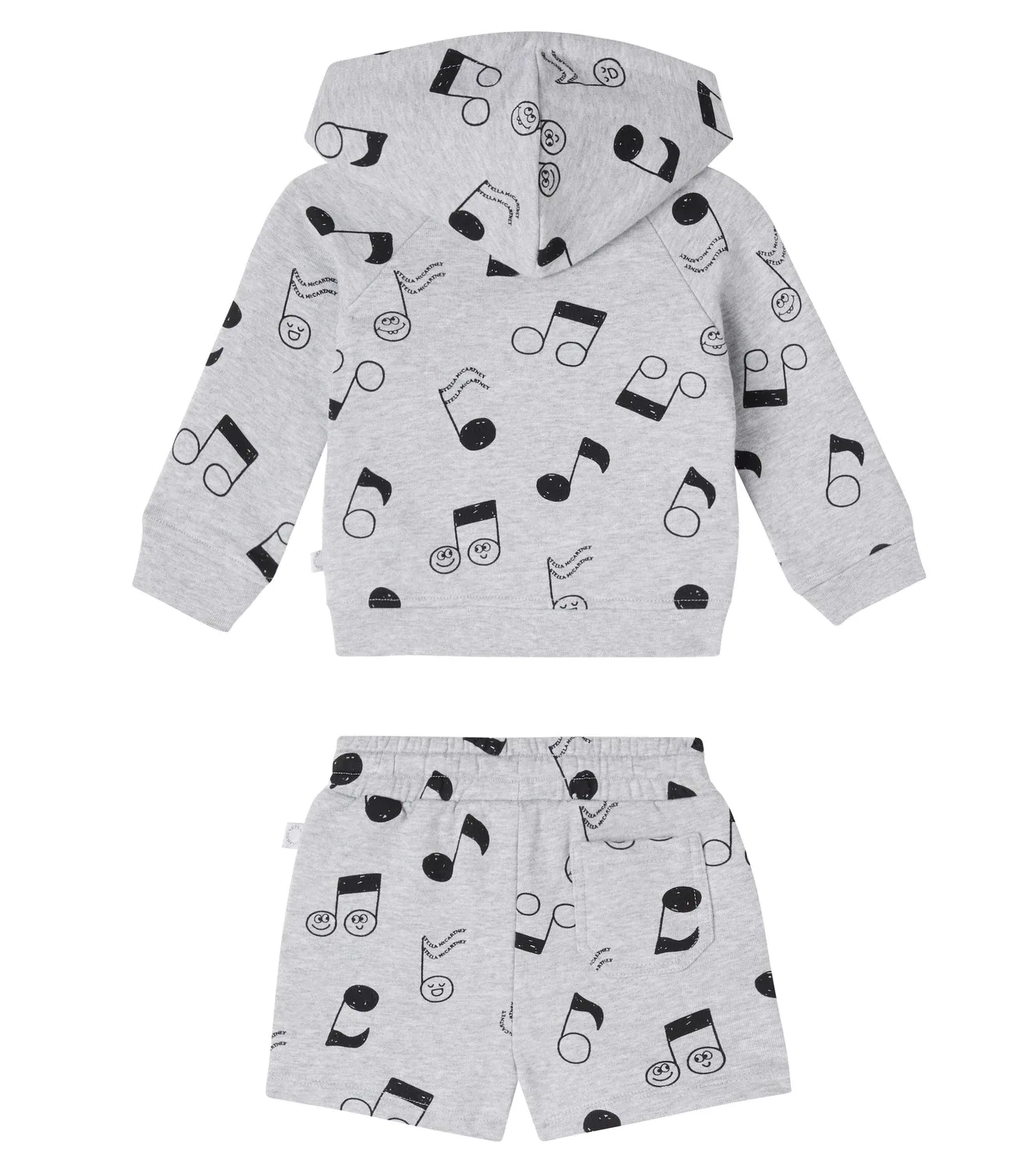 Комплект из флисовой толстовки и шорт для малышей Stella Mccartney Kids, серый — фото 4