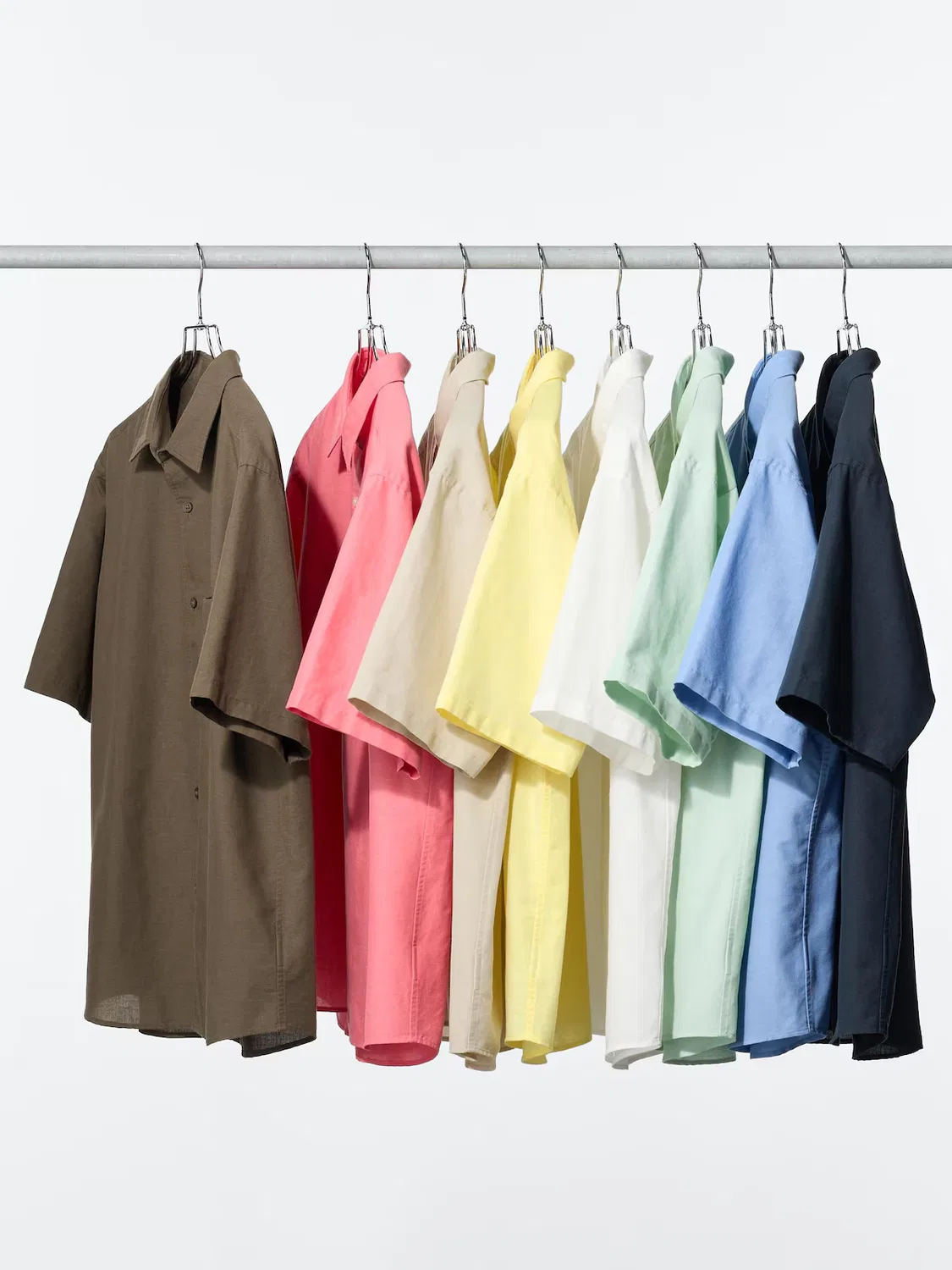 Рубашка Uniqlo, хлопково-льняная, темно-синий — фото 4