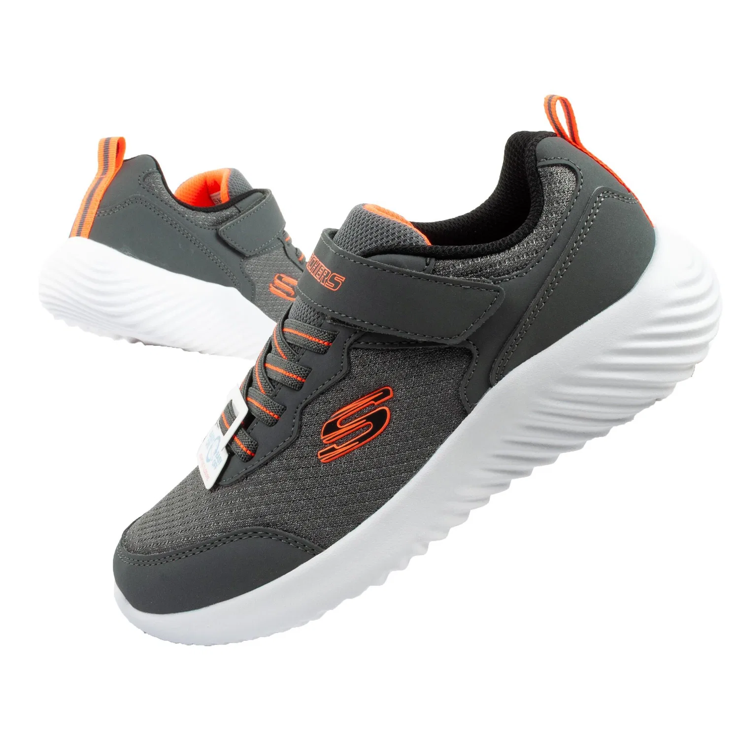 Детские спортивные кроссовки с эластичной шнуровкой Skechers Bounder, Darkgrau Blau